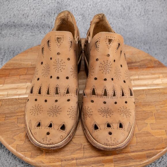 Musse & Cloud 11 US Coolise Brown Leather Cutouts Ankle Boots Anthropologie - Picture 2 of 5